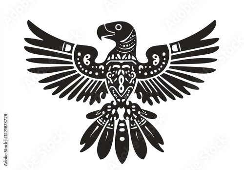 Ornate stylized eagle with spread wings design