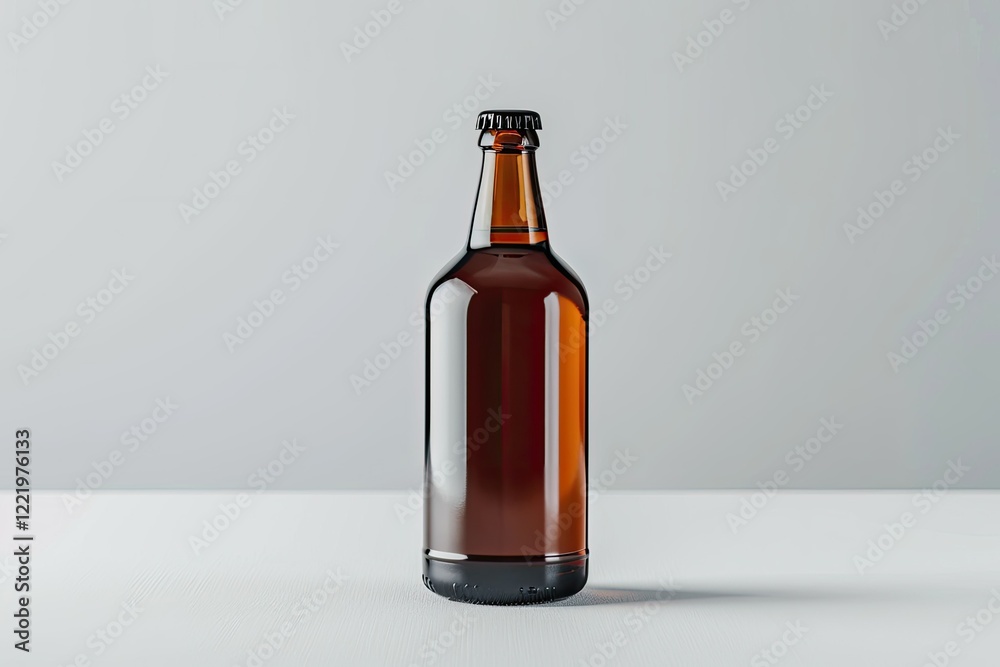 Vibrant Color Picture of a Bottle of Brown Liquid is Sitting on a White Background Vibrant Color Picture of a Bottle of Brown Liquid is Sitting on a White Background
