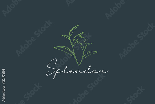 beauty studio logo with simple minimalist linear floral style. Feminine icon for Nail and hair salon Studio, Spa