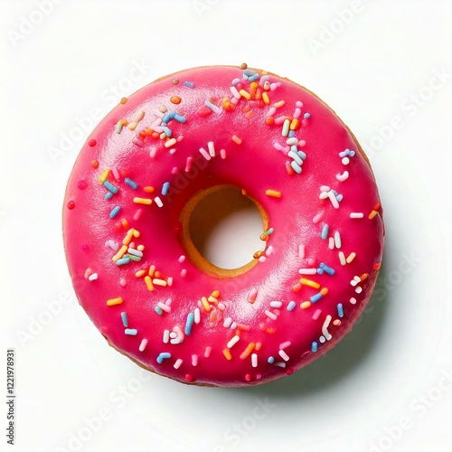 Pink Donut Delight Sprinkles, Glaze, Sweet Treat, Bakery, Dessert photo