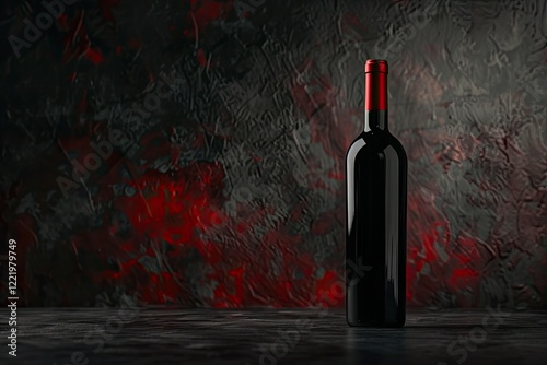 Clear Pixel Image of Bottle of Wine on the Table on a Dark Background