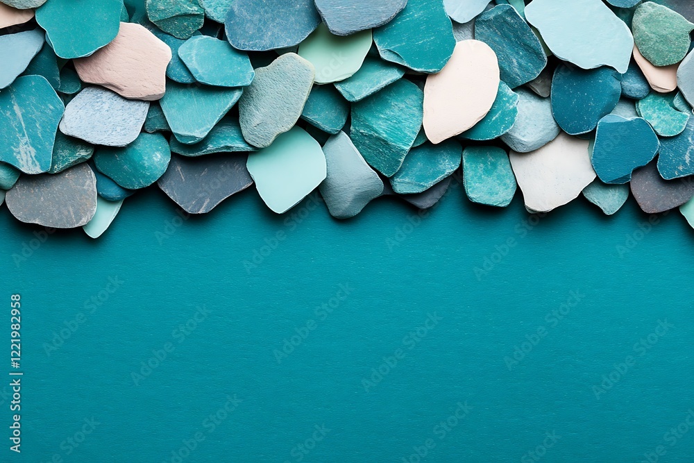 Obraz premium Abstract background texture banner with colorful pebbles calm environment top view design