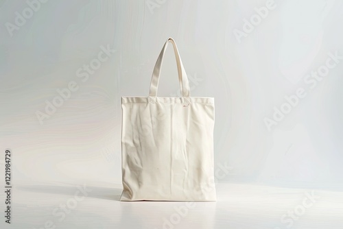 Detailed Color Image of Cotton Tote Bag on White Background Mockup for Design