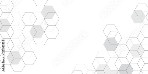 Abstract hexagon background. Futuristic abstract honeycomb mosaic grey technology background. Surface polygon pattern with glowing hexagon paper texture and futuristic business. graphic concept.	
