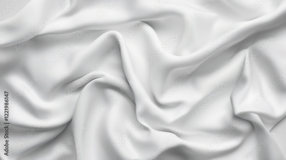 White fabric texture, soft folds, draped textile, studio shot, background design White fabric texture, soft folds, draped textile, studio shot, background design
