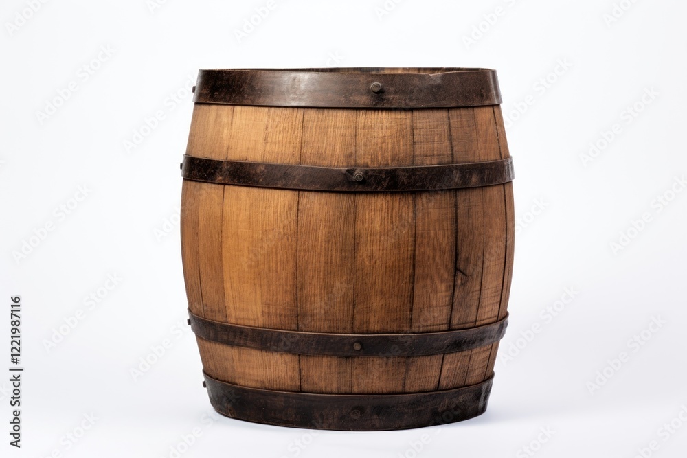 Old wooden barrel keg white background refreshment. Old wooden barrel keg white background refreshment.