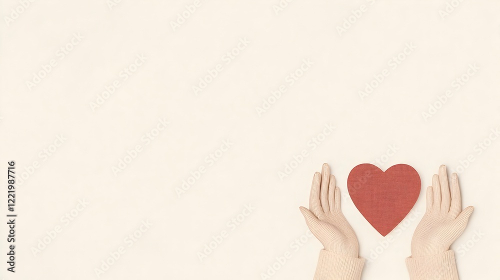 Fototapeta premium Hands Holding a Heart on a Light Background