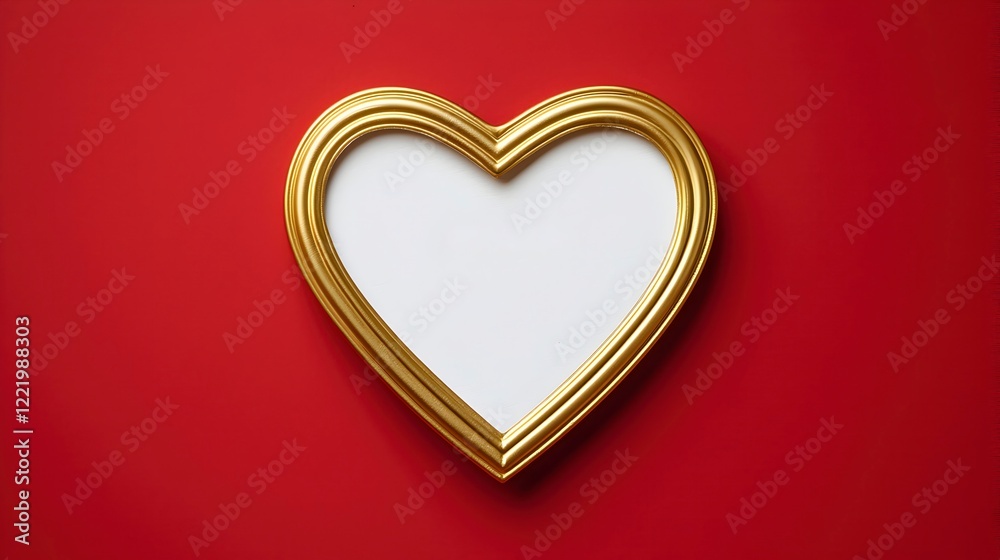 Heart-Shaped Frame Against Bold Red Background Heart-Shaped Frame Against Bold Red Background