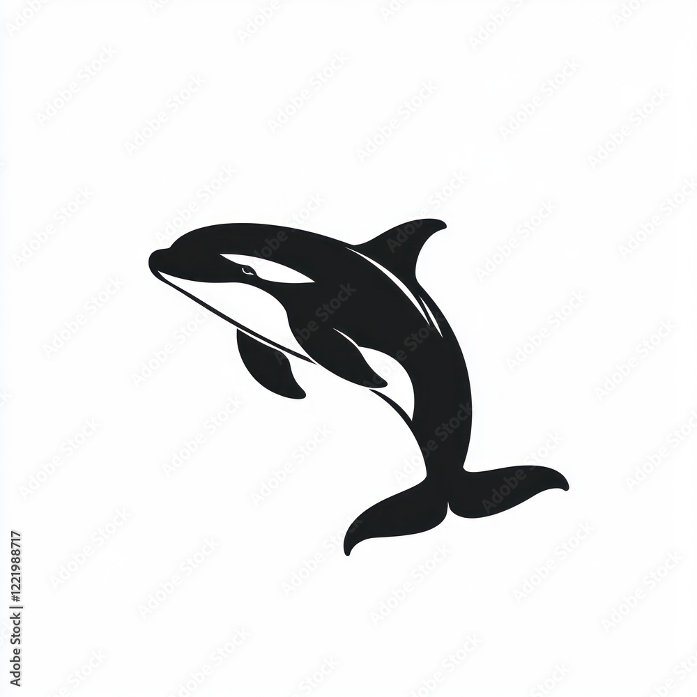 Fototapeta premium Orca Whale Silhouette Leaping Gracefully Ocean