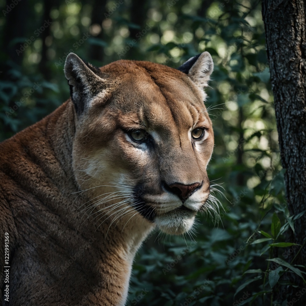Obraz premium The powerful instincts of a forest predator like the cougar.