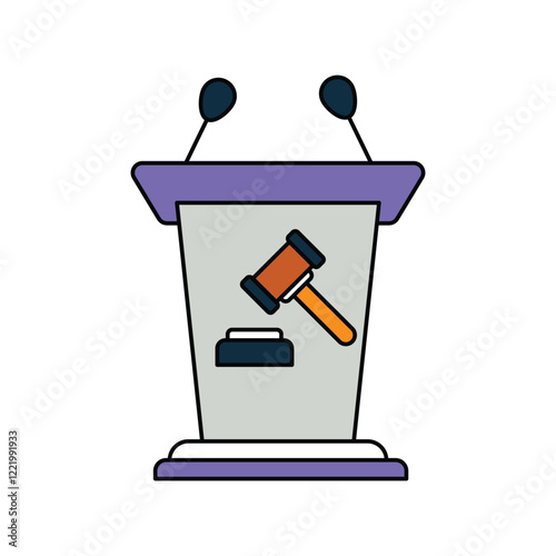 Tribune color line  icon with white background vector stock illustration