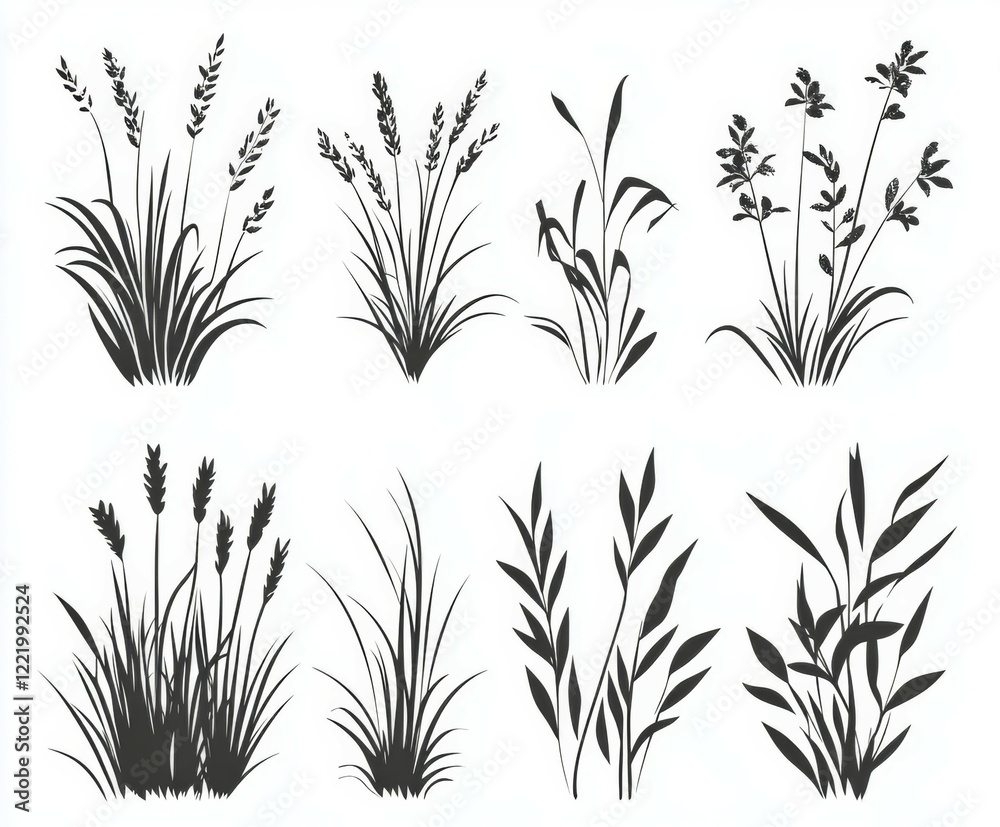 Obraz premium Elegant Grass and Plant Silhouettes 