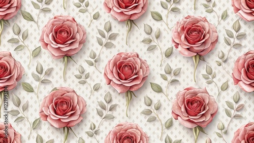 Elegant Pink Rose Floral Pattern Design for Textile and Wallpaper