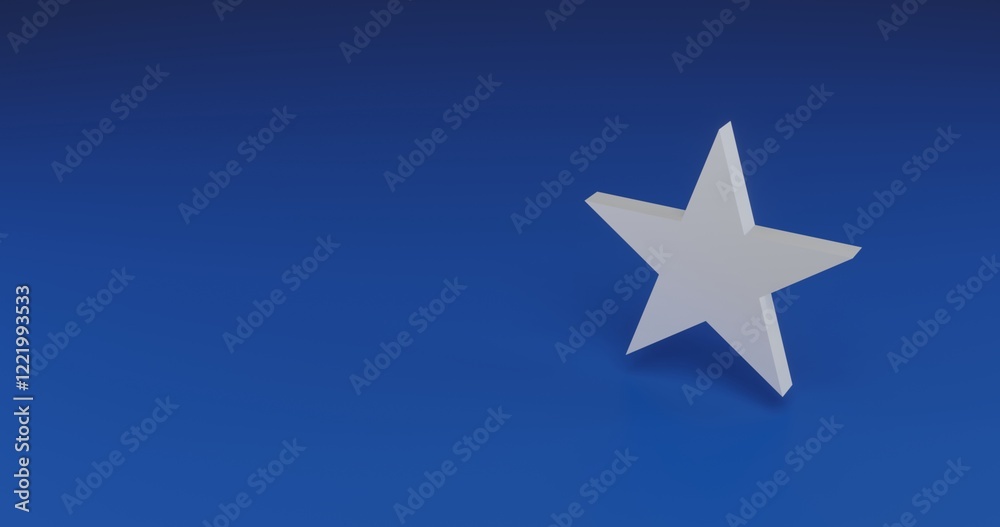 Isolated realistic white star symbol with shadow. Located on the right side of the scene. 3d illustration on transparent background Isolated realistic white star symbol with shadow. Located on the right side of the scene. 3d illustration on transparent background