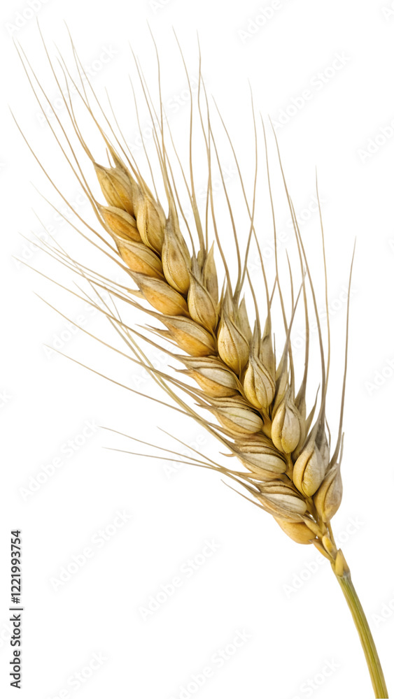 Fototapeta premium An ear of wheat isolated on transparent or white background, png 