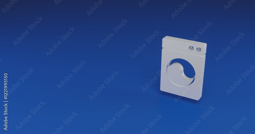 Isolated realistic white washer symbol with shadow. Located on the right side of the scene. 3d illustration on transparent background Isolated realistic white washer symbol with shadow. Located on the right side of the scene. 3d illustration on transparent background