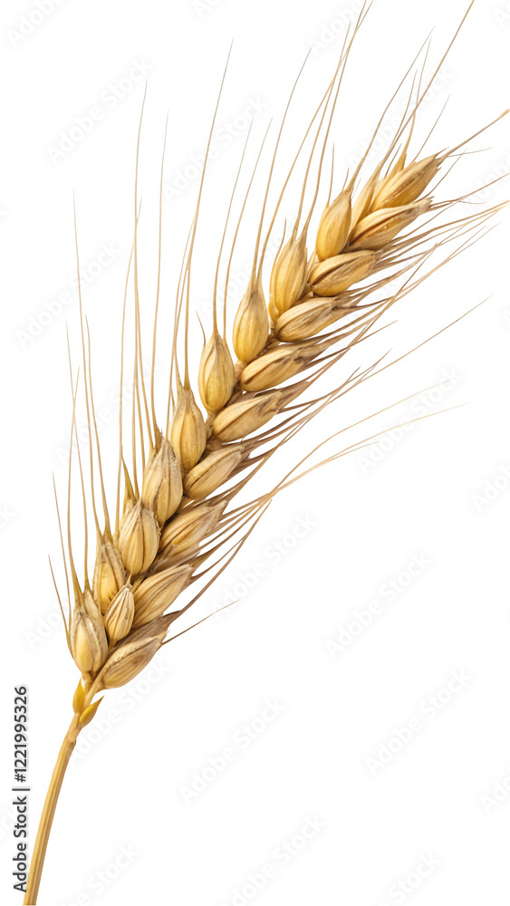 An ear of wheat isolated on transparent or white background, png An ear of wheat isolated on transparent or white background, png