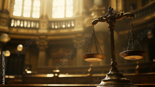 Scales of Justice in a Grand Courtroom