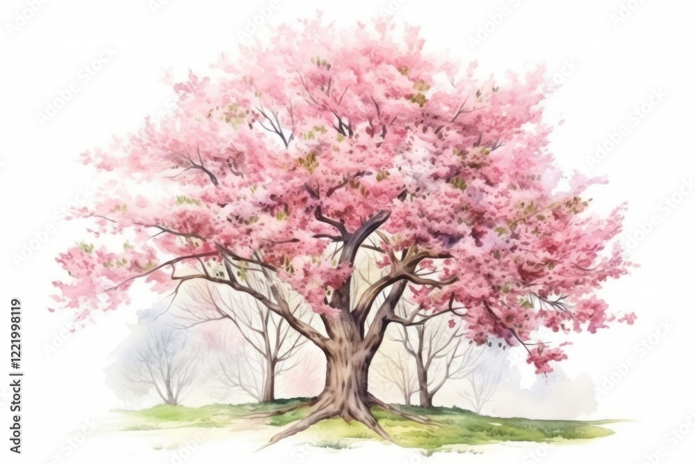 Obraz premium Illustration of spring tree art painting blossom.