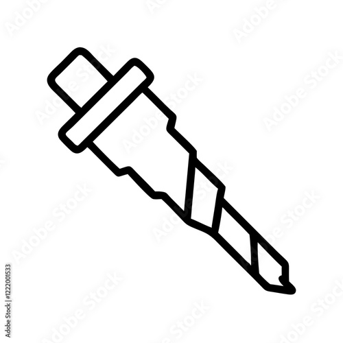 Drill bit icon in black and white outline style