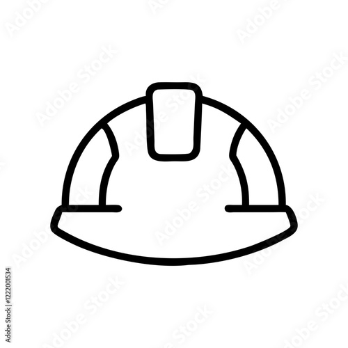 Safety helmet icon in black and white outline style