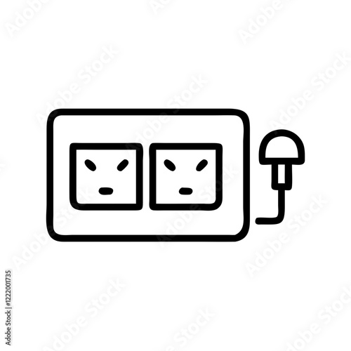 Double power outlet icon with plug in outline style