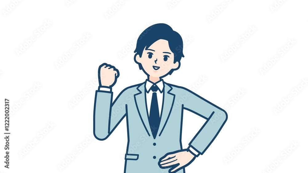 Biz man_fist pump to express joy_with alpha channel Biz man_fist pump to express joy_with alpha channel
