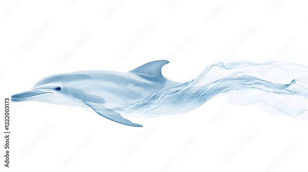 Abstract Dolphin Swimming in Ocean Waves Abstract Dolphin Swimming in Ocean Waves