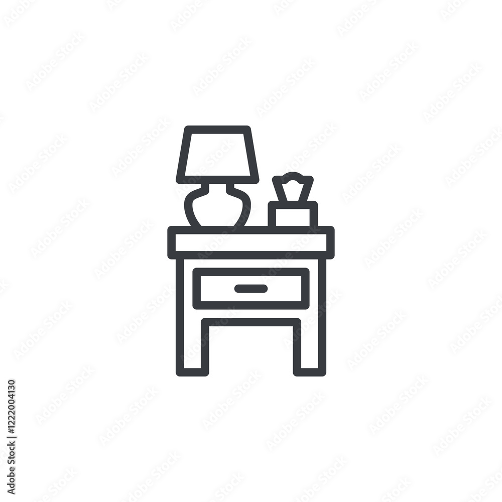 Bedside Table line icon Bedside Table line icon