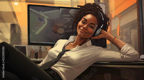 A flat illustration of a satisfied, racially ambiguous business owner, exuding confidence and success.


