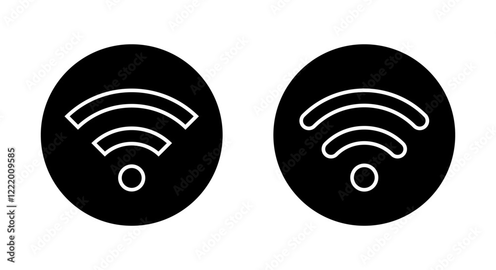 Wifi, wireless network outline icon on black circle Wifi, wireless network outline icon on black circle