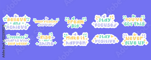 bundle set Motivational Quotes sticker. vector illustration