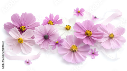 Elegant floral frame with pink blossoms and green leaves design