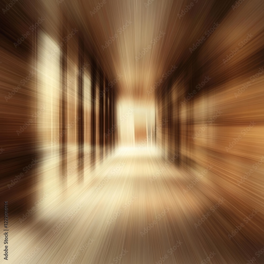 Abstract Motion Blur Image of a Hallway with Wood Textures and Light Abstract Motion Blur Image of a Hallway with Wood Textures and Light