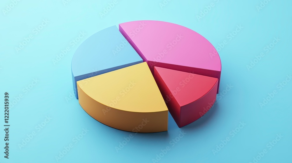 Obraz premium A colorful pie chart on a light blue background, illustrating data visualization and analysis.