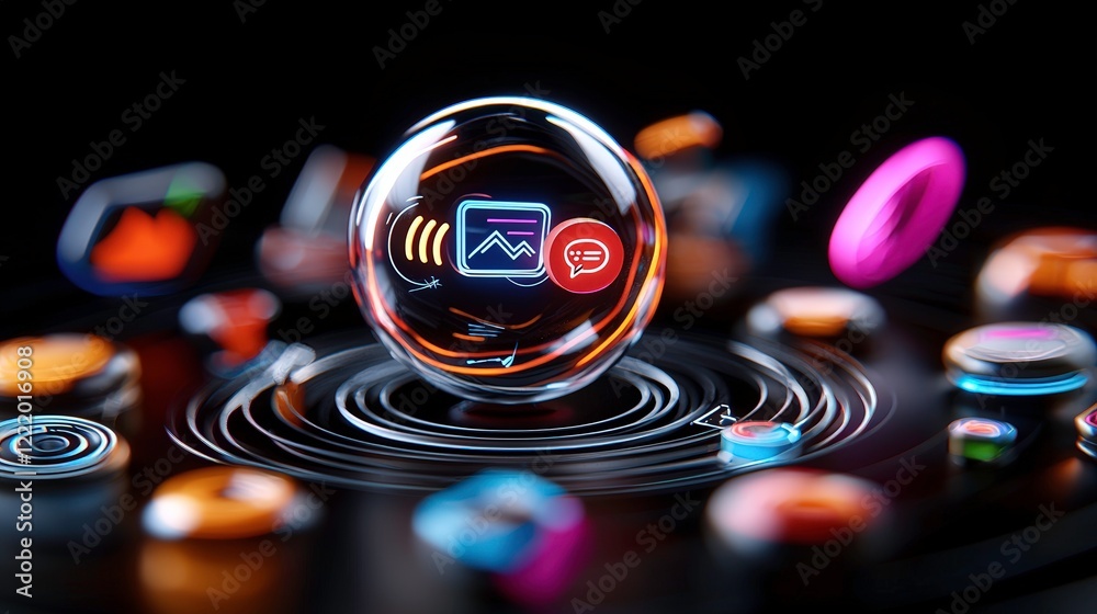 Obraz premium Enhancing Business Efficiency Modern Application Icon Set Showcase Digital Workspace Visual Content High Fidelity Professional Design