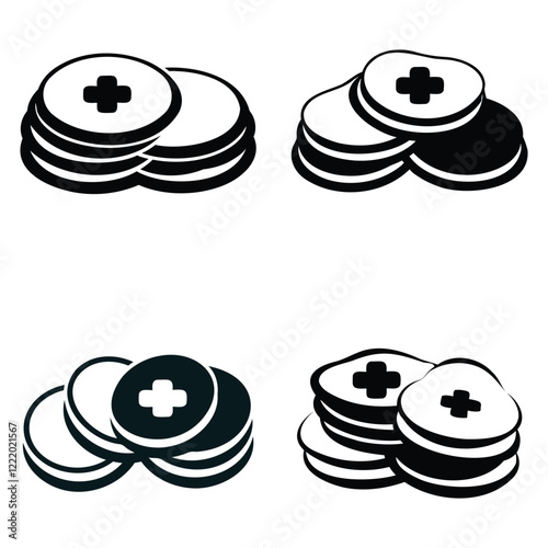 Breastfeeding Pads Icon Set for Postpartum and Baby Care Essentials. Nursing Pads Silhouette Set for Breastfeeding and Maternity Care

