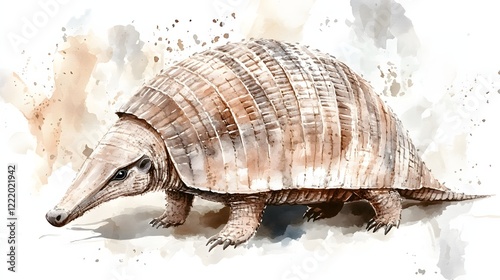 Watercolor Painting of a Nine Banded Armadillo photo