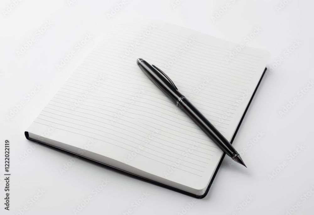 Blank Lined Notebook with Black Pen Ready for Writing, Notepad, Stationery, Office Supplies, School Supplies Blank Lined Notebook with Black Pen Ready for Writing, Notepad, Stationery, Office Supplies, School Supplies