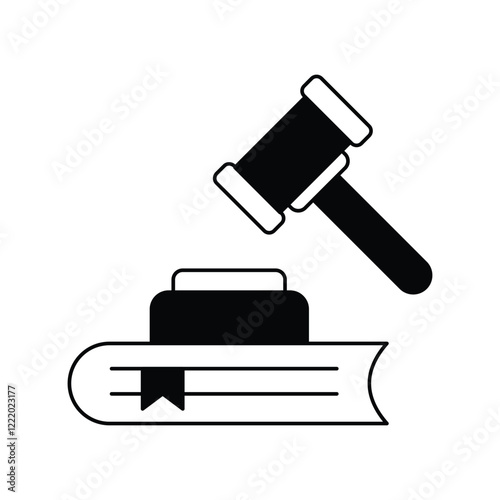 Law  glyph  icon with white background vector stock illustration