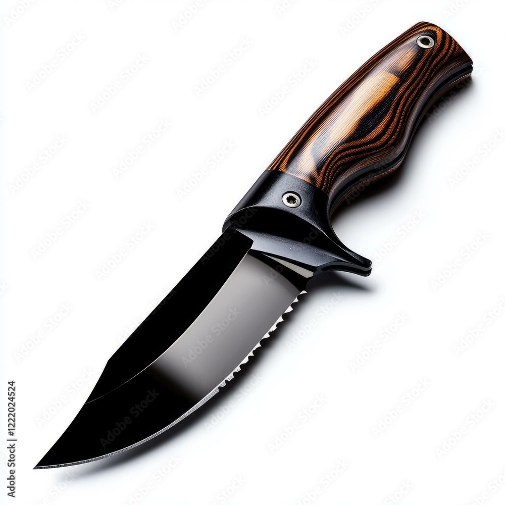 Obraz premium Knife with wooden handle on a white background for culinary and kitchen use