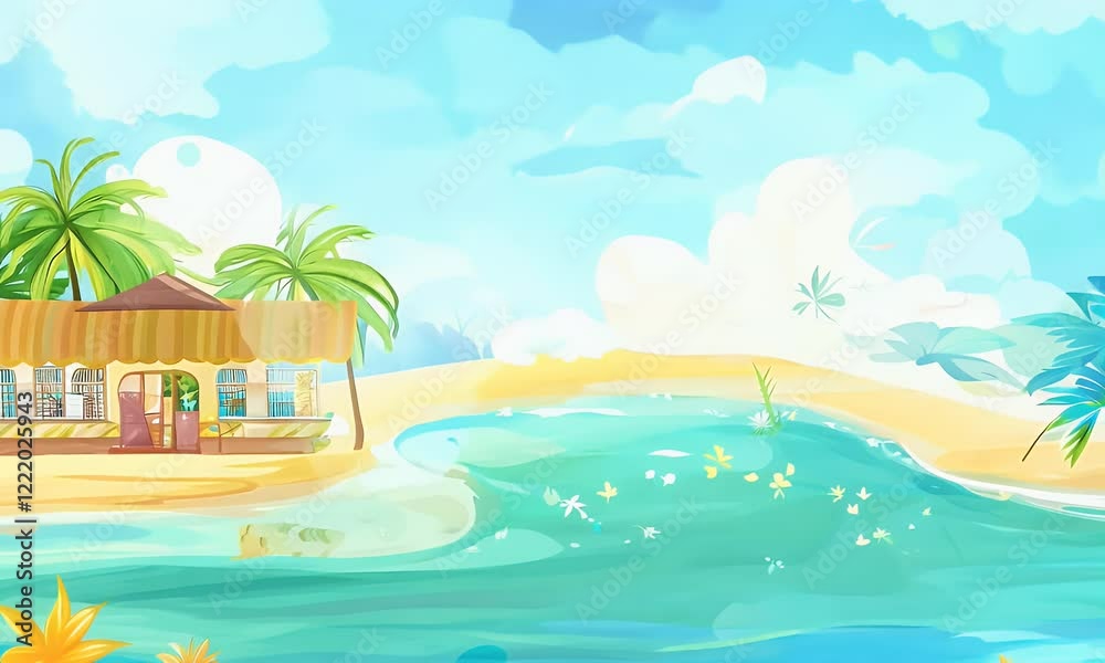 Tropical Beach Scene Animation - Relaxing Background Tropical Beach Scene Animation - Relaxing Background