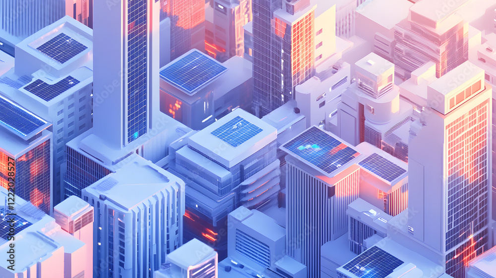 A modern cityscape with buildings equipped with solar panels, providing sustainable energy solutions for the environment. A modern cityscape with buildings equipped with solar panels, providing sustainable energy solutions for the environment.