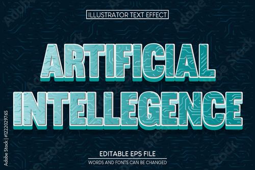 AI Tech text effect editable artificial and futuristic customizable font style