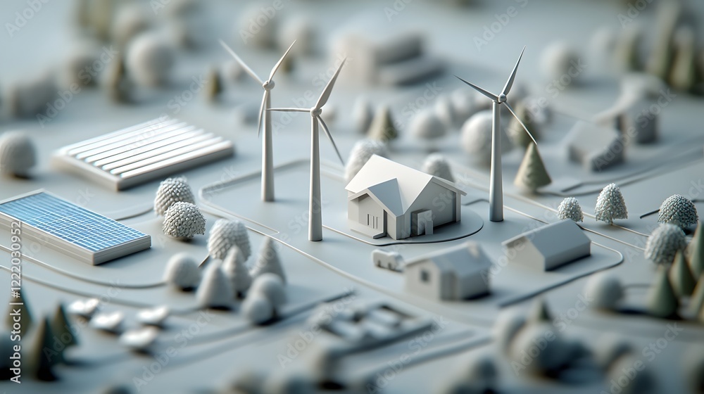 Wind turbines and solar arrays on a clean energy grid with bright futuristic visuals showcasing the future of sustainable and efficient power and distribution Wind turbines and solar arrays on a clean energy grid with bright futuristic visuals showcasing the future of sustainable and efficient power and distribution