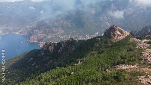 Corscia Calanques de Piana Mountain Road Drone Panorama Corscia France photo