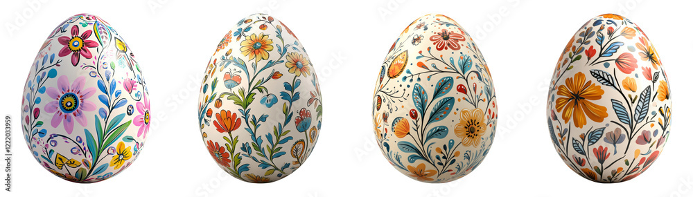 Fototapeta premium Colorful Decorative Eggs on Clear Background