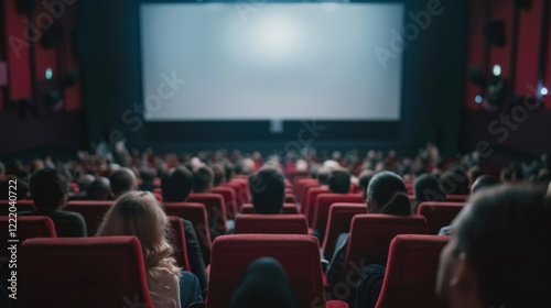 Obraz na płótnie Audience watching movie on big screen in cinema w salonie