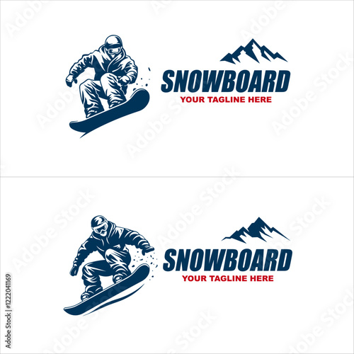 Set Snowboarding logo design template elements