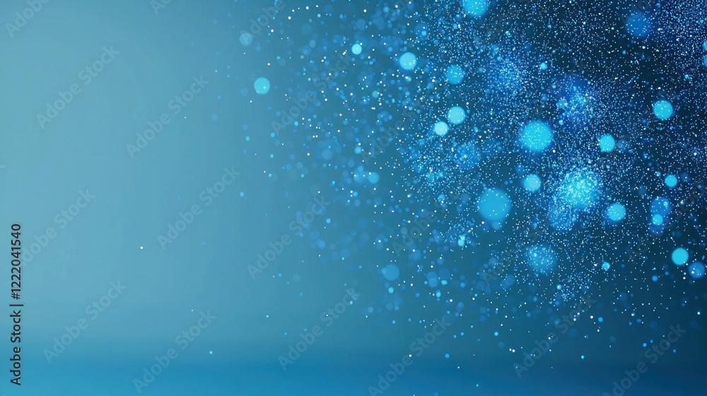 Fototapeta premium Blue Glitter Particles Abstract Background